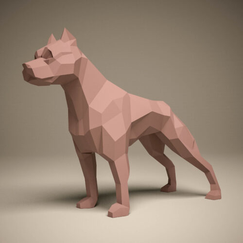 Papercraft pitbull en origami 3D