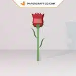 Papercraft de rose rouge en origami 3D