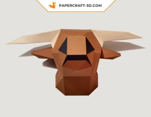 Trophée vache Highland en papercraft 3D – Modèle gratuit
