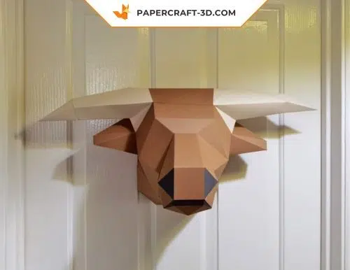 Trophée vache Highland en papercraft 3D – Modèle gratuit
