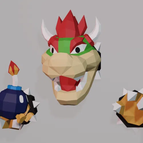 Papercraft Bowser mural en origami 3D