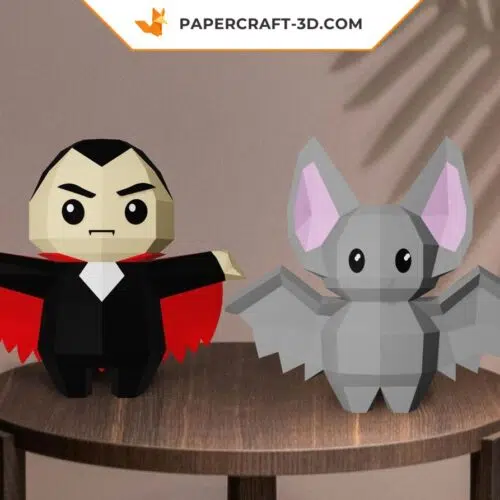 Papercraft Dracula et chauve-souris en origami 3D