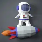 Papercraft d'astronaute sur fusée en origami 3D