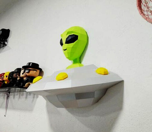Papercraft alien e disco volante in origami 3D