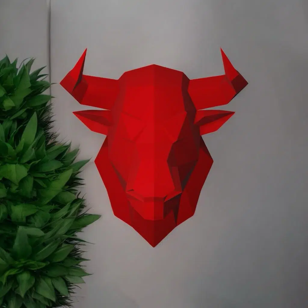 Papercraft de tête de taureau en origami 3D