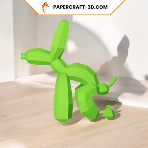 Papercraft de chien ballon en origami 3D