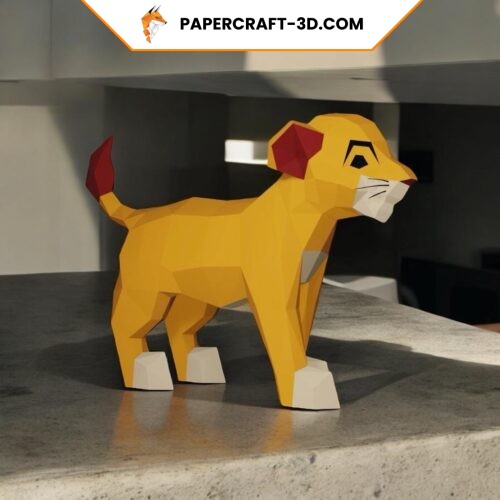 Papercraft de simba en origami 3D