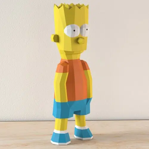 Papercraft de Bart Simpson em origami 3D