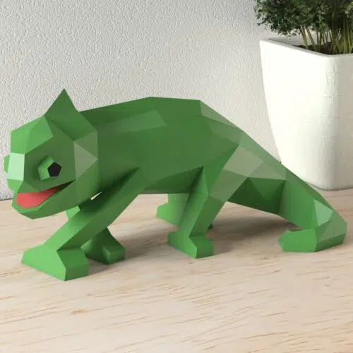 Papercraft de camaleón en origami 3D