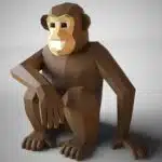 Papercraft macaco chimpanzé sentado em origami 3D