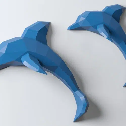 Papercraft de dauphins muraux en origami 3D