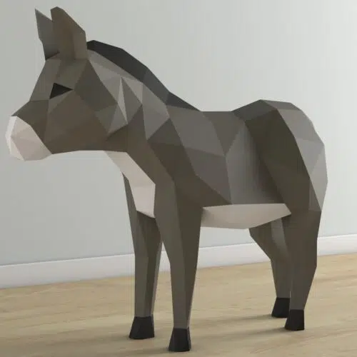 Papercraft de burro en origami 3D