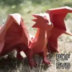 Papercraft de petit dragon rouge complet en origami 3D