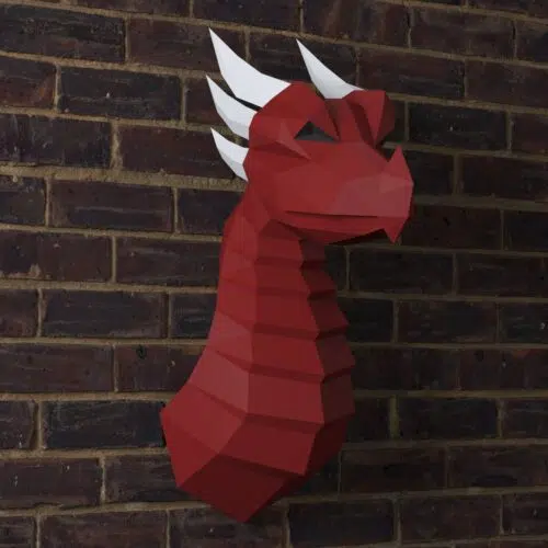 Papercraft dragón mural en origami