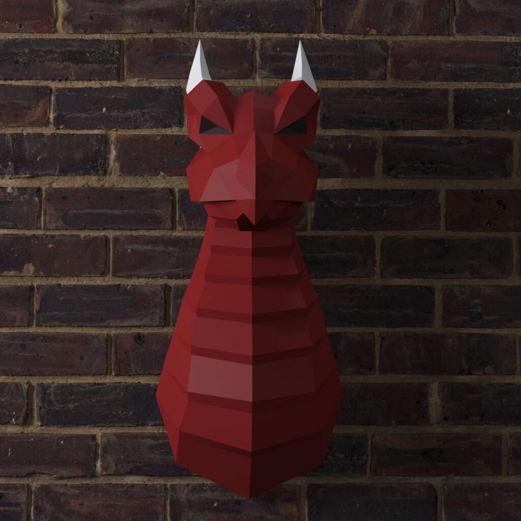 Papercraft de dragon mural en origami