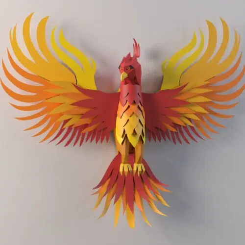 Papercraft de phénix en origami 3D