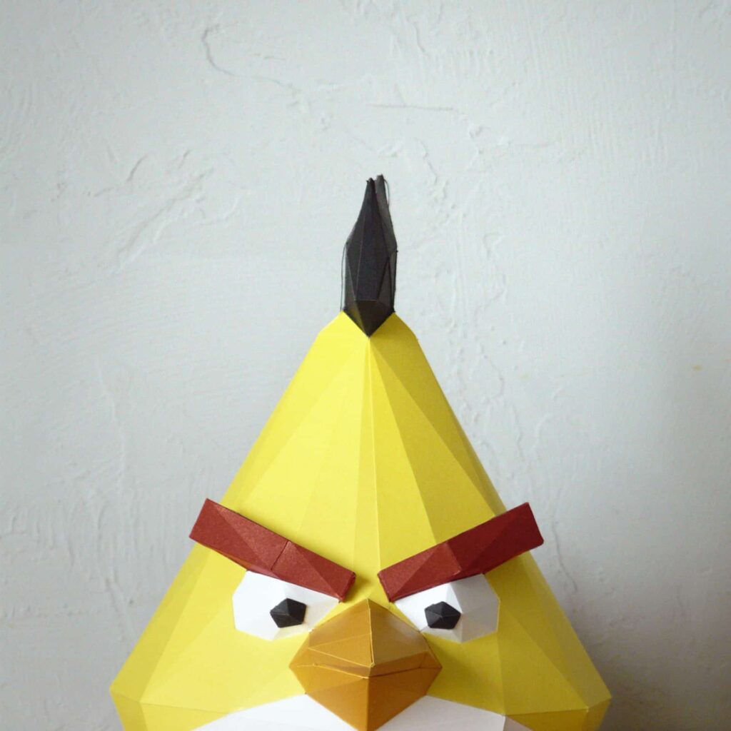 Papercraft d'Angry Bird Chuck en origami 3D
