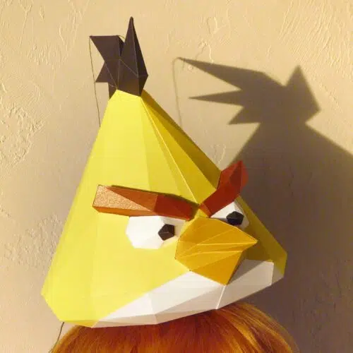 Papercraft de Angry Bird Chuck em origami 3D
