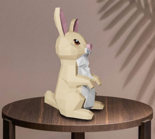Papercraft de lapin en origami 3D
