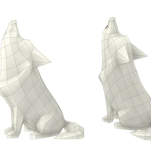 Papercraft de loup hurlant en origami 3D