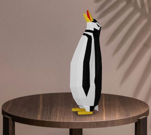 Papercraft de pingouin debout en origami 3D
