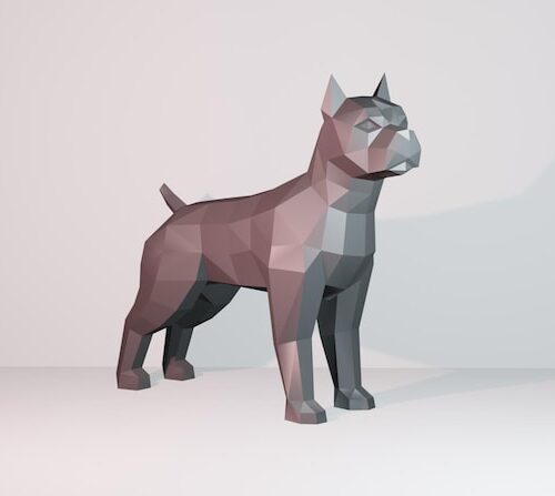 Papercraft de pitbull en origami 3D