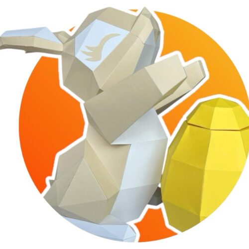 Papercraft coniglio pasquale con uovo in origami 3D