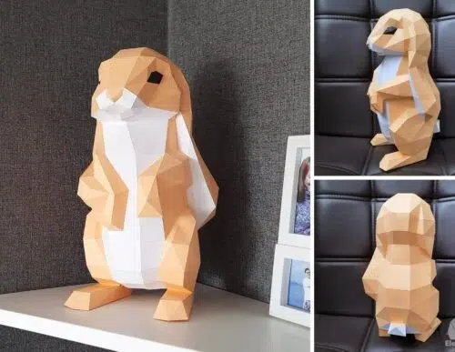 Papercraft de petits lapins debout en origami 3D