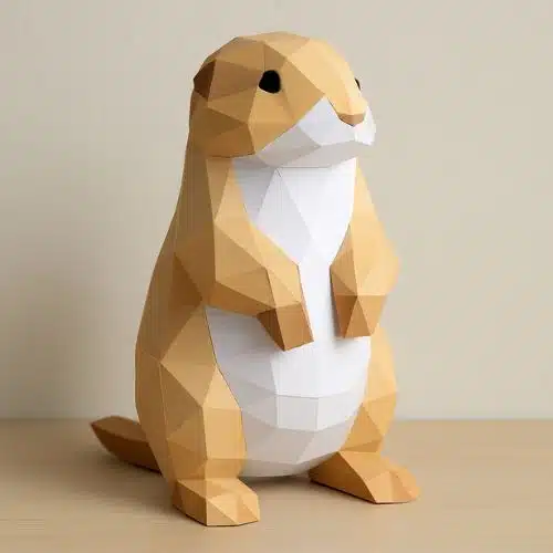 Papercraft de petits lapins debout en origami 3D
