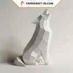 Papercraft de loup hurlant en origami 3D