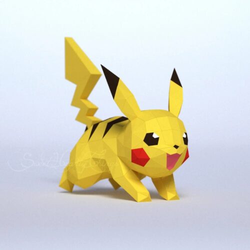 Papercraft de Pikachu qui court en origami 3D