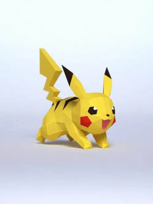 Papercraft di Pikachu che corre in origami 3D