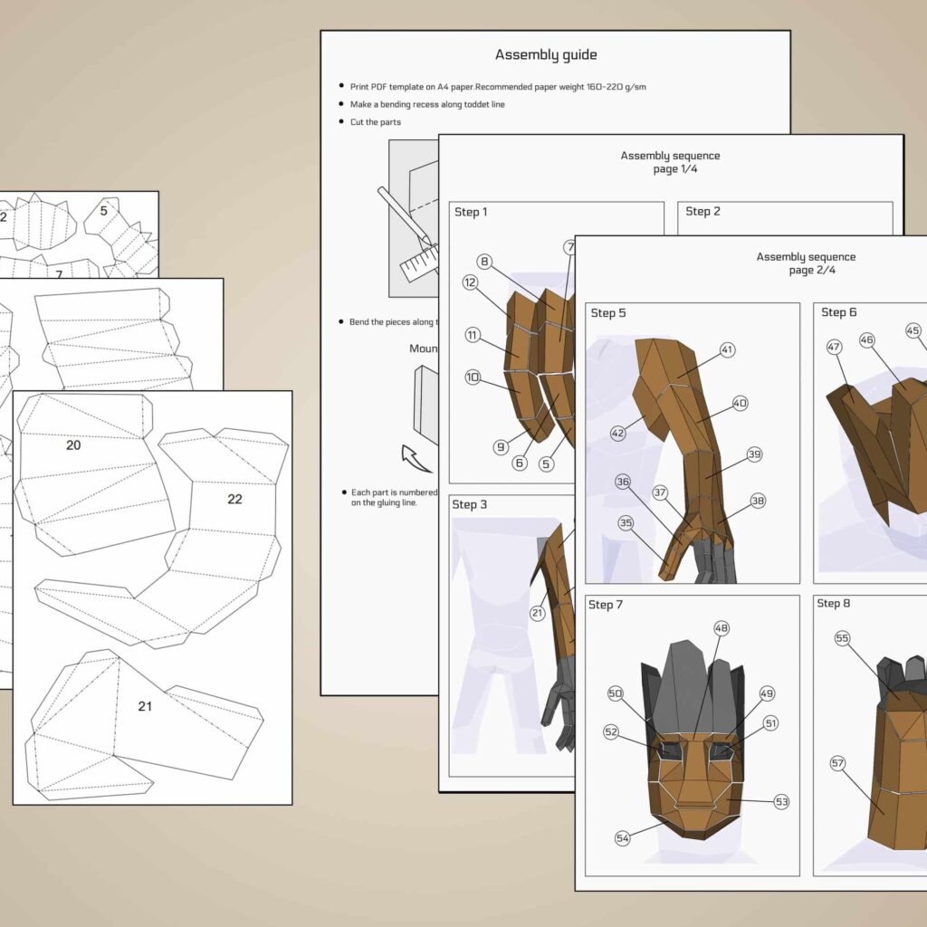 Papercraft de Groot adulte en origami 3D