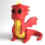 Papercraft de pequeno dragão fofo em origami 3D