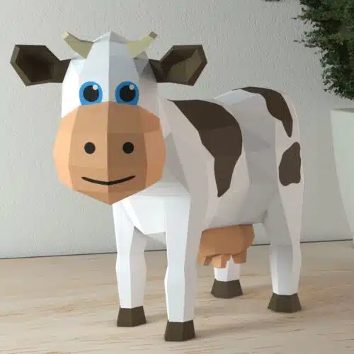 Papercraft de vache cartoon en origami 3D