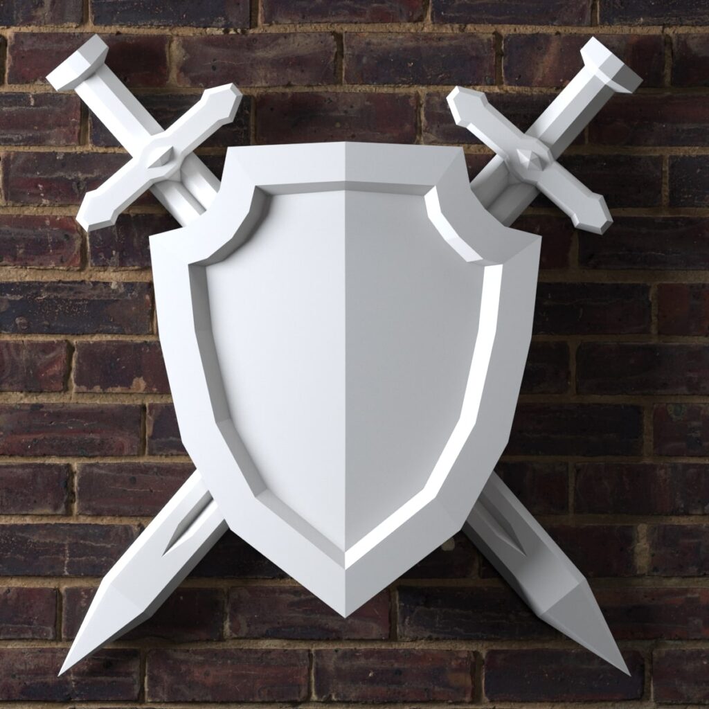 Papercraft d'épée et bouclier en origami 3D