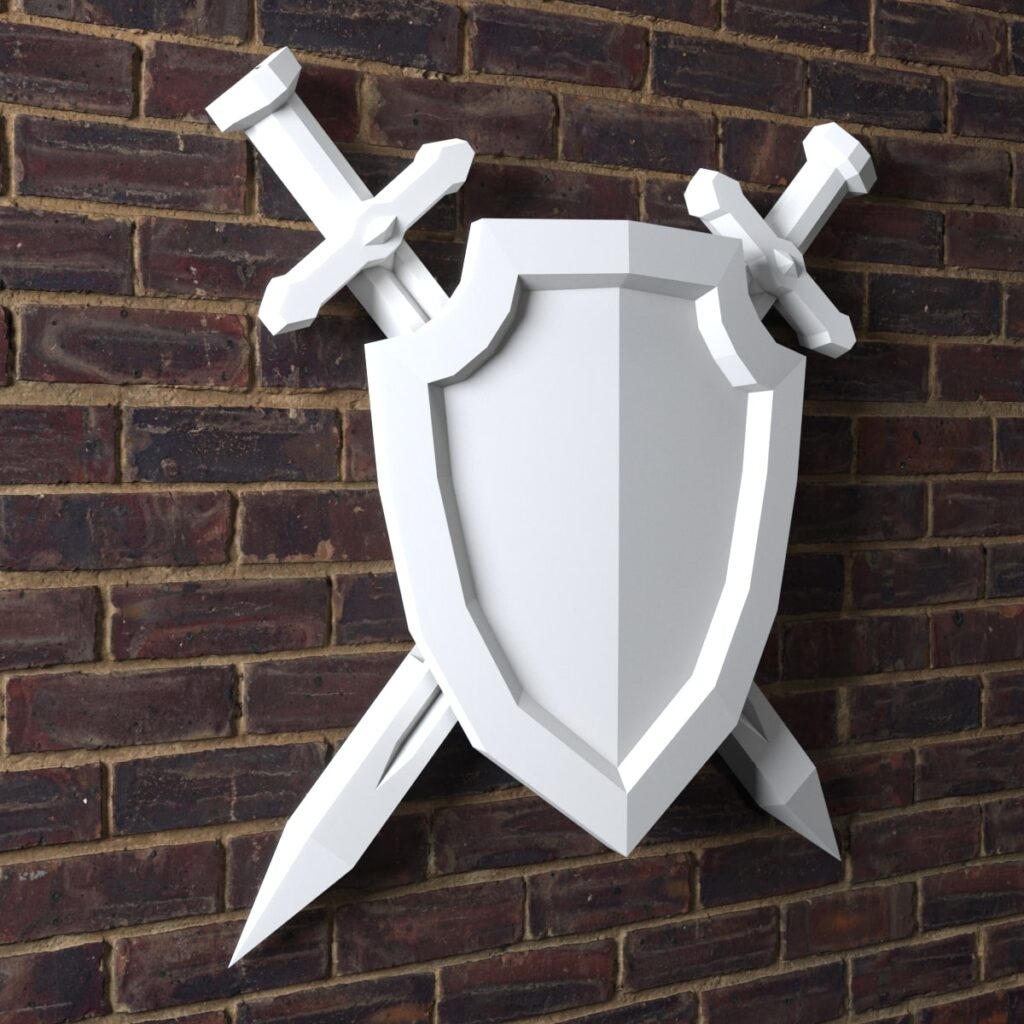 Papercraft d'épée et bouclier en origami 3D