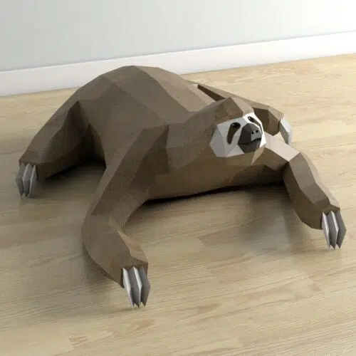 Papercraft of lying sloth in origami