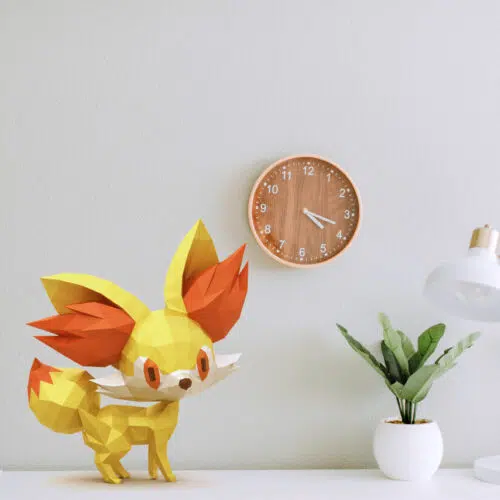 Papercraft di Fennekin Pokémon in origami 3D