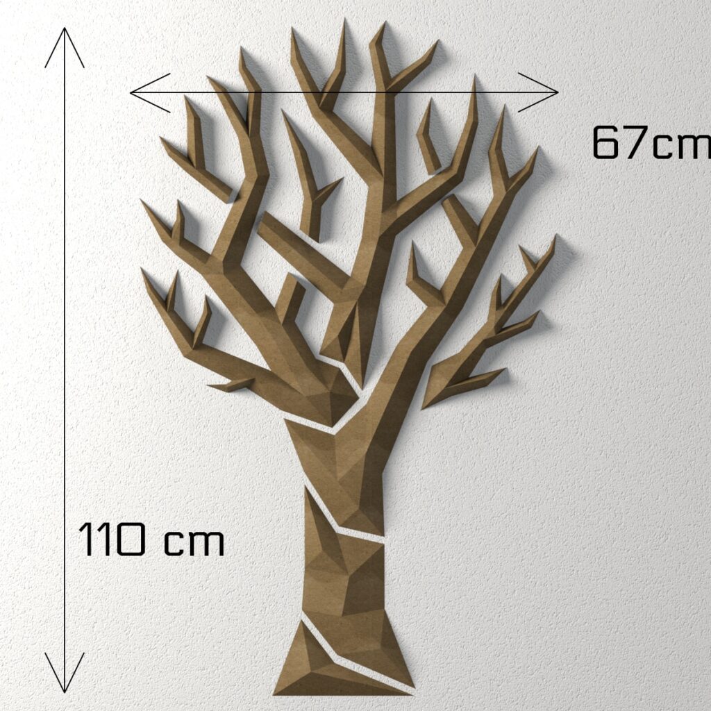 Papercraft d'arbre murale simpliste en origami 3D