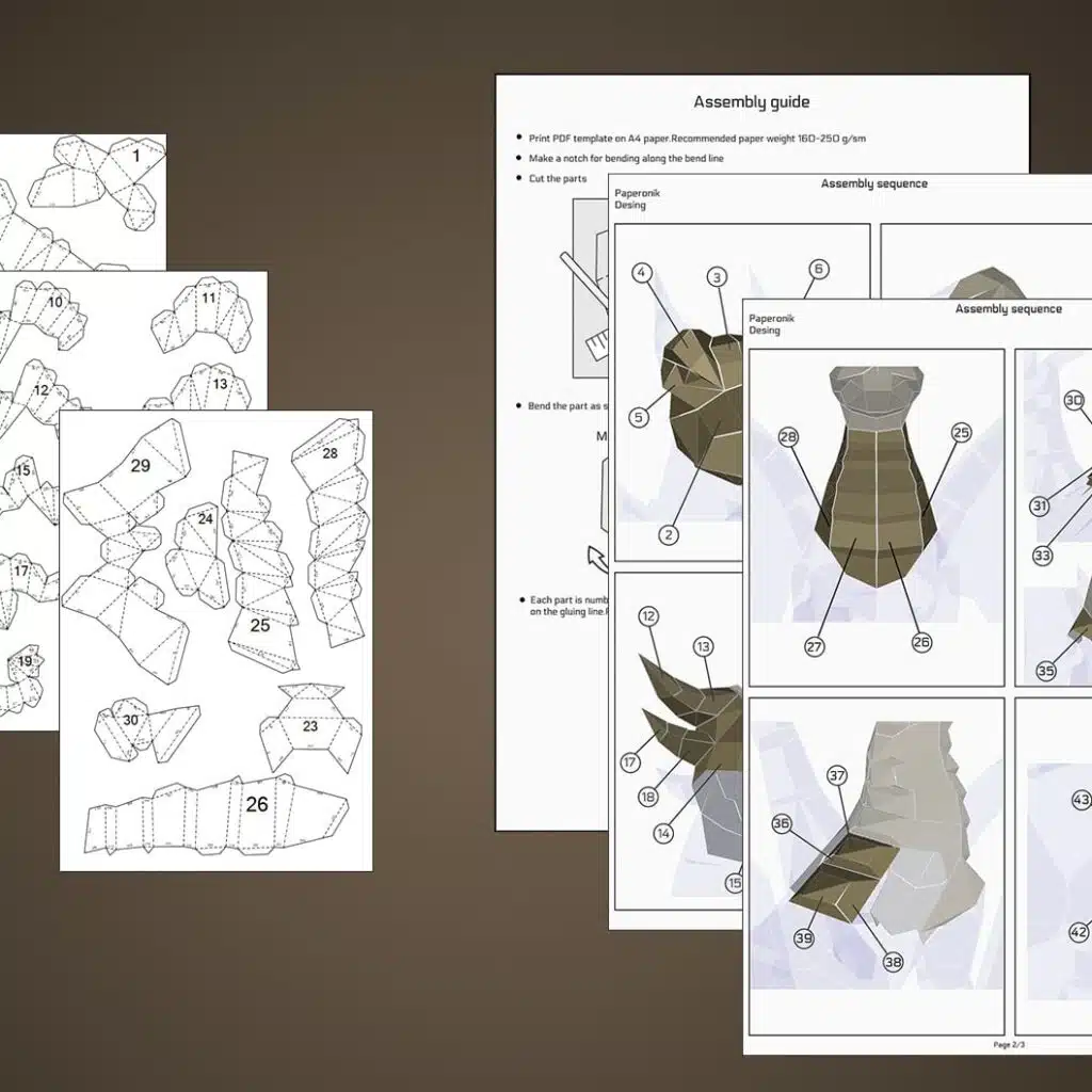 Papercraft de dragon en origami 3D