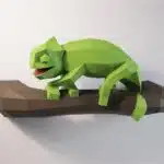 Papercraft de caméléon sur branche en origami 3D