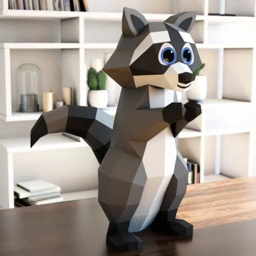 Papercraft de raton laveur mignon en origami