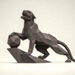 3D Origami Panther auf einer Klippe Papierbasteln