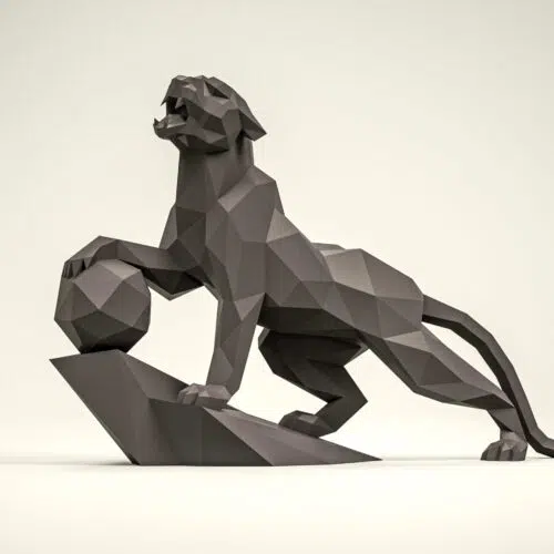 Papercraft de panthère sur une falaise en origami 3D