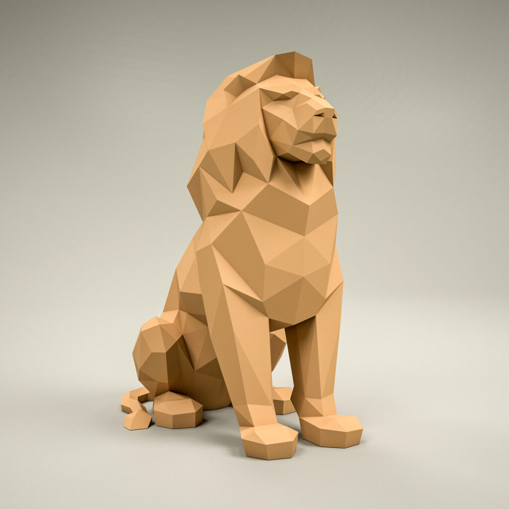 Papercraft de lion assis en origami 3D Papercraft de lion assis en origami 3D