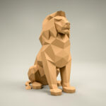 Papercraft de lion assis en origami 3D