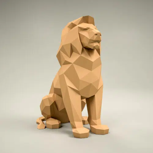 Papercraft de lion assis en origami 3D