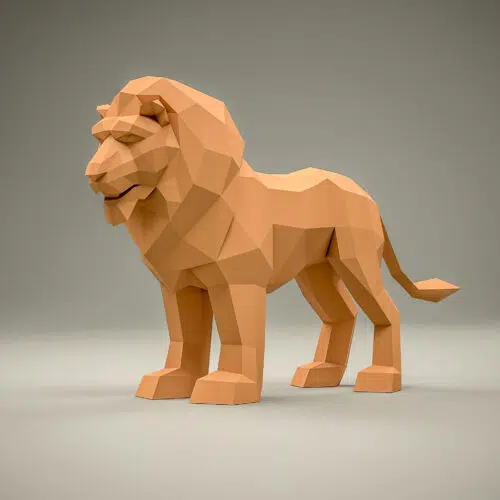 Papercraft de lion en origami 3D
