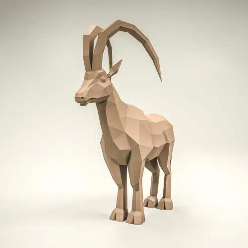 Papercraft de bouquetin à grandes cornes en origami 3D